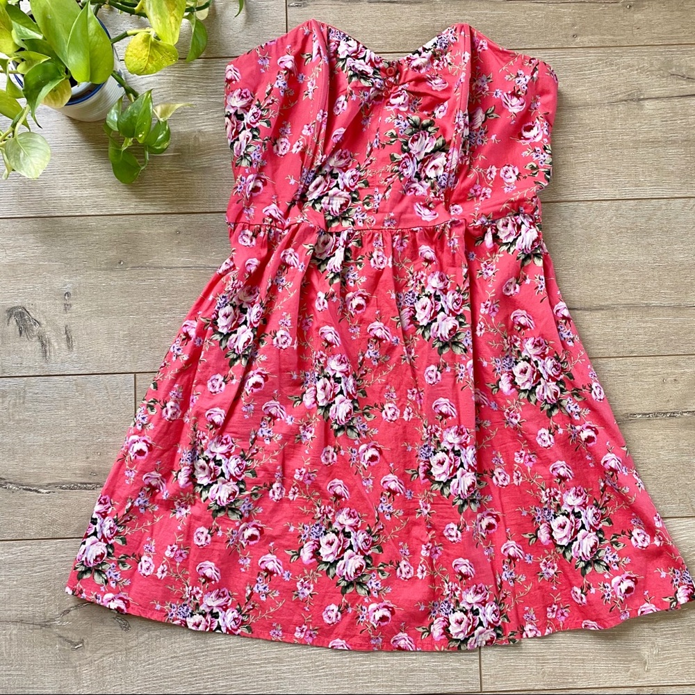 Xhilaration Dress Floral & Pink Tube Top Size XL